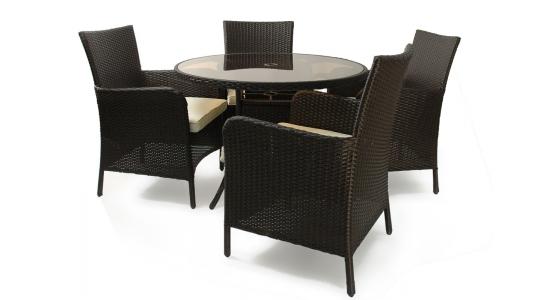 Ensemble de jardin BAHAMAS - 4 chaises et 1 table - Couleur Cacao image 1