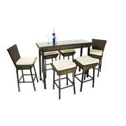 Ensemble de jardin CUBA - 4 tabourets, 2 chaises hautes & 1 bar - Couleur Cacao image pub1