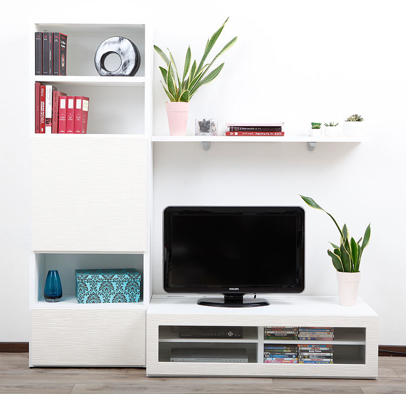 Ensemble mural TV design blanc ADIS by SYMBIOSIS