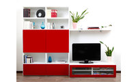 Ensemble mural TV design blanc et laqu&eacute; rouge KELIS by SYMBIOSIS