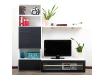 Ensemble mural TV design blanc et noir ADIS by SYMBIOSIS
