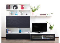 Ensemble mural TV design blanc et noir KELIS by SYMBIOSIS