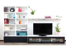 Ensemble mural TV design blanc et noir TELIS by SYMBIOSIS