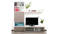 Ensemble mural TV design blanc et taupe ADIS by SYMBIOSIS