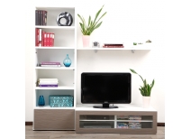 Ensemble mural TV design blanc et taupe ISIS by SYMBIOSIS