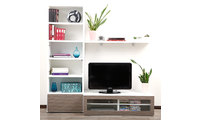 Ensemble mural TV design blanc et taupe ISIS by SYMBIOSIS