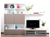 Ensemble mural TV design blanc et taupe KELIS by SYMBIOSIS