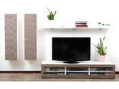 Ensemble mural TV design blanc et taupe XALIS by SYMBIOSIS