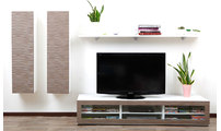 Ensemble mural TV design blanc et taupe XALIS by SYMBIOSIS