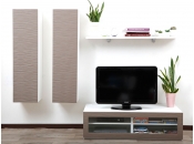 Ensemble mural TV design blanc et taupe YRIS by SYMBIOSIS