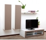 Ensemble mural TV design blanc et taupe YRIS by SYMBIOSIS