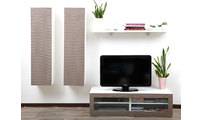Ensemble mural TV design blanc et taupe YRIS by SYMBIOSIS