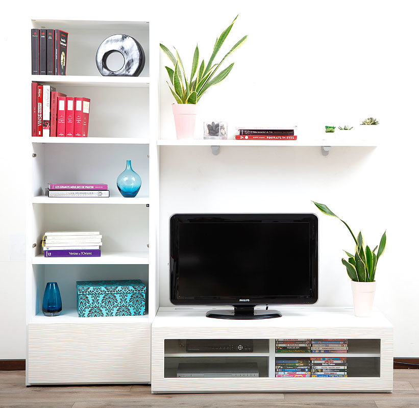 Ensemble mural TV design blanc ISIS by SYMBIOSIS
