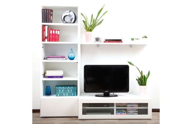 Ensemble mural TV design blanc ISIS by SYMBIOSIS