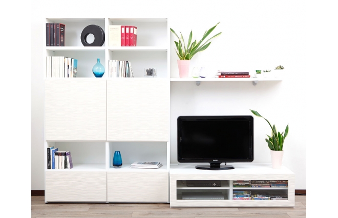 Ensemble mural TV design blanc KELIS by SYMBIOSIS