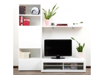 Ensemble mural TV design blanc laqu&eacute; ADIS by SYMBIOSIS
