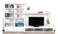 Ensemble mural TV design blanc laqu&eacute; TELIS by SYMBIOSIS