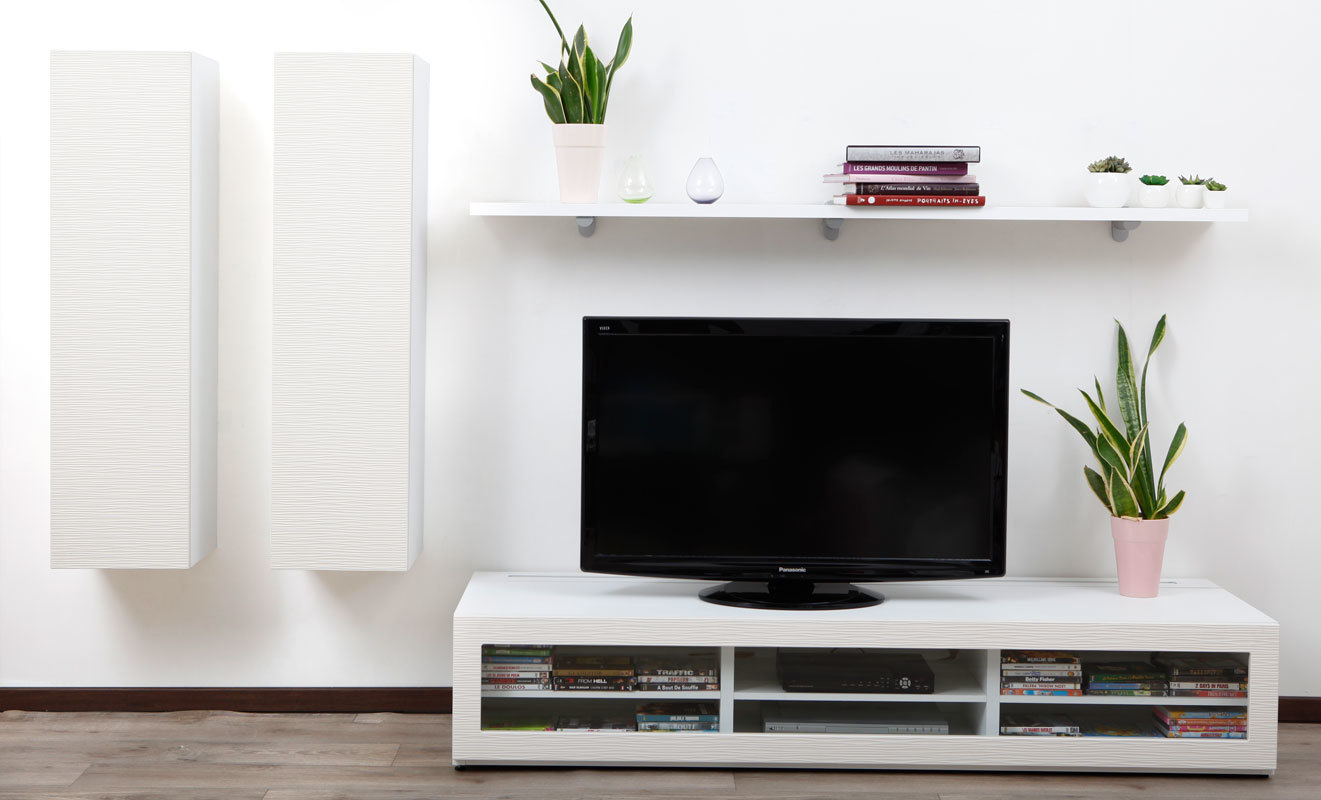 Ensemble mural TV design blanc XALIS by SYMBIOSIS