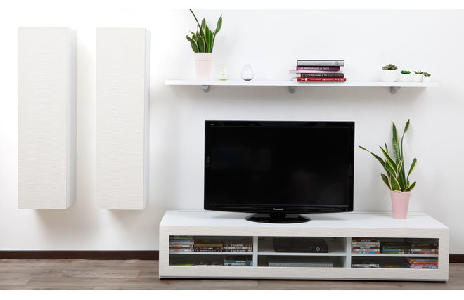 Ensemble mural TV design blanc XALIS by SYMBIOSIS