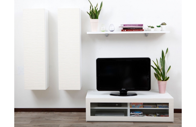 Ensemble mural TV design blanc YRIS by SYMBIOSIS
