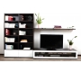 Ensemble mural TV design chocolat et blanc laqu&eacute; TELIS by SYMBIOSIS