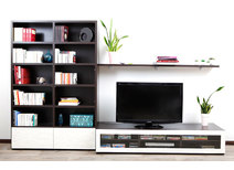 Ensemble mural TV design chocolat et blanc TELIS by SYMBIOSIS