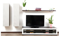 Ensemble mural TV design chocolat et blanc XALIS by SYMBIOSIS