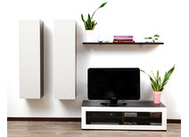 Ensemble mural TV design chocolat et blanc YRIS by SYMBIOSIS