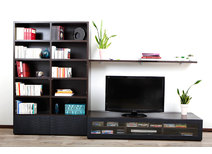 Ensemble mural TV design chocolat et noir TELIS by SYMBIOSIS