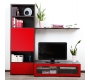 Ensemble mural TV design chocolat et rouge laqu&eacute; ADIS by SYMBIOSIS