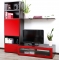 Ensemble mural TV design chocolat et rouge laqu&eacute; ADIS by SYMBIOSIS