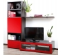 Ensemble mural TV design chocolat et rouge laqu&eacute; ADIS by SYMBIOSIS
