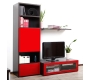 Ensemble mural TV design chocolat et rouge laqu&eacute; ADIS by SYMBIOSIS