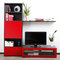 Ensemble mural TV design chocolat et rouge laqu&eacute; ADIS by SYMBIOSIS