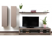 Ensemble mural TV design chocolat et taupe XALIS by SYMBIOSIS