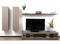 Ensemble mural TV design chocolat et taupe XALIS by SYMBIOSIS