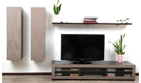 Ensemble mural TV design chocolat et taupe XALIS by SYMBIOSIS