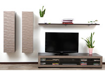 Ensemble mural TV design chocolat et taupe XALIS by SYMBIOSIS