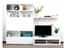 Ensemble mural TV design laqu&eacute; blanc KELIS by SYMBIOSIS