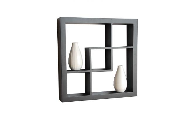 Etag&egrave;re murale moderne noire en bois Madison