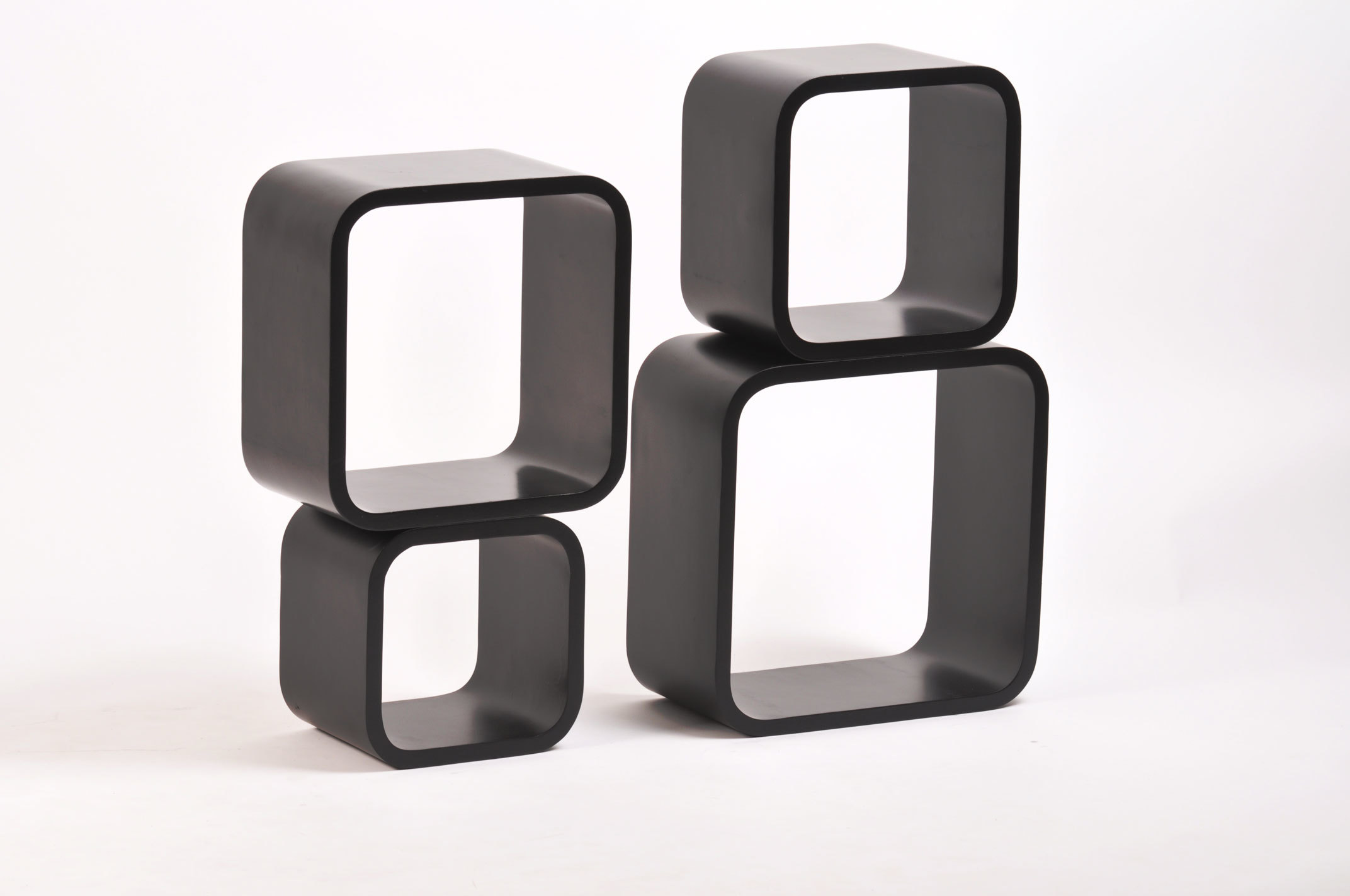 Etag&egrave;re Pop noire carr&eacute;e (lot de 4)