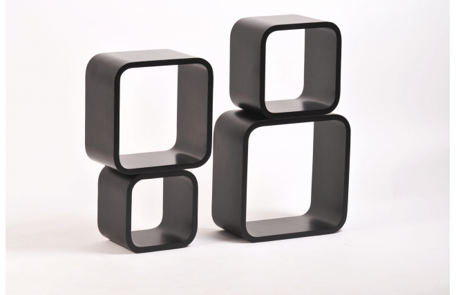 Etag&egrave;re Pop noire carr&eacute;e (lot de 4)