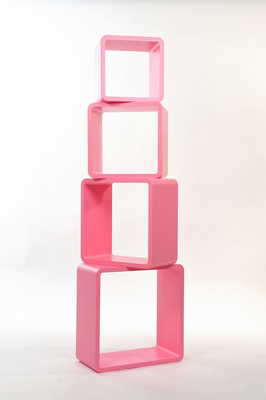 Etag&egrave;re Pop rose carr&eacute;e (lot de 4)