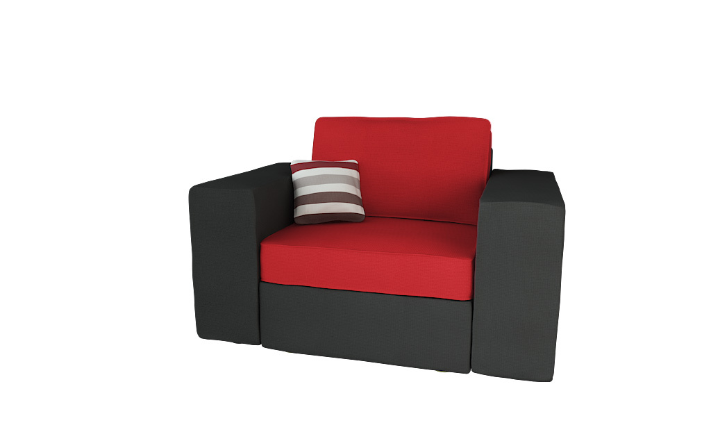 Fauteuil assise large en coton et microfibre couleur noir et rouge UP TO YOU