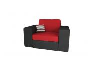 Fauteuil assise large en coton et microfibre couleur noir et rouge UP TO YOU