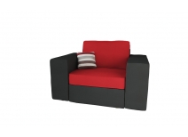 Fauteuil assise large en coton et microfibre couleur noir et rouge UP TO YOU