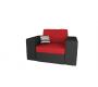 Fauteuil assise large en coton et microfibre couleur noir et rouge UP TO YOU