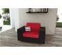 Fauteuil assise large en coton et microfibre couleur noir et rouge UP TO YOU