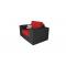 Fauteuil assise large en coton et microfibre couleur noir et rouge UP TO YOU