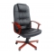 Fauteuil / chaise de bureau cuir noir Venus - refente de cuir pigment&eacute;e